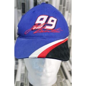 Vintage Jeff Burton NASCAR Hat Blue Red #99 with 5 Pepsi 400‎ 2005 Pins